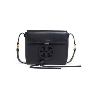 Tory Burch Miller Leather Crossbody Bag Purse Black Leather Tassel Logo Classic